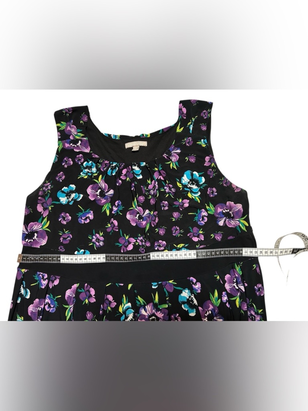 Women within Black Sleeveless Maxi Dress with Purple & Teal Floral Print - Picture 6 of 7